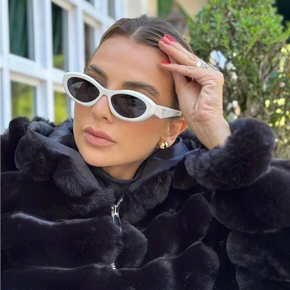 BRAND NEW PRADA PR26ZS 17K08Z Talc/Dark Grey Women Sunglasses - Picture 1 of 14